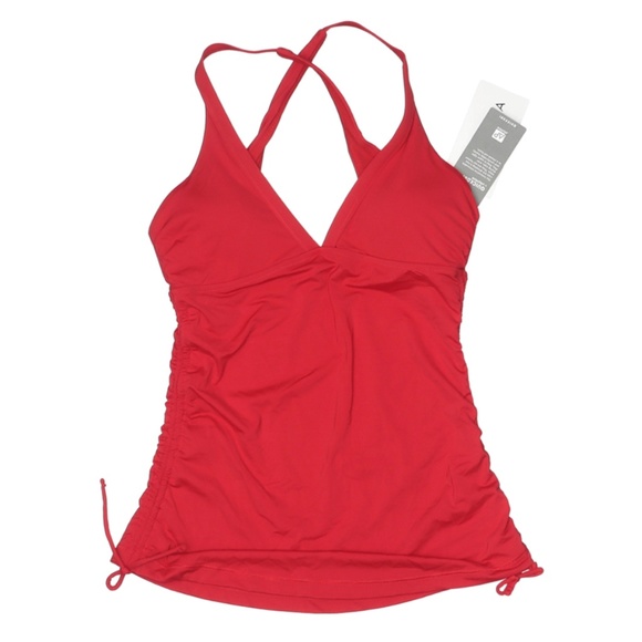 NWT Athleta Side Scrunch Swim Tankini Radiant Red